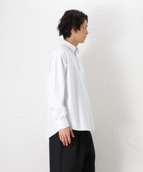 NAVY（ネイビー）の「オーガニックコットン ブロードレギュラーシャツ（シャツ/ブラウス・メンズ・ブルー/ホワイト/グレイッシュベージュ・M/L/XL）」の15枚目の写真