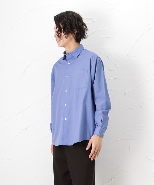 NAVY（ネイビー）の「オーガニックコットン ブロードレギュラーシャツ（シャツ/ブラウス・メンズ・ブルー/ホワイト/グレイッシュベージュ・M/L/XL）」の18枚目の写真