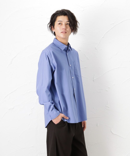 NAVY（ネイビー）の「オーガニックコットン ブロードレギュラーシャツ（シャツ/ブラウス・メンズ・ブルー/ホワイト/グレイッシュベージュ・M/L/XL）」の19枚目の写真