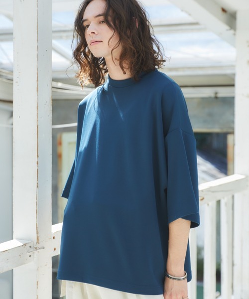 CASPER JOHN（キャスパージョン）の「Mock neck big T-shirts/モックネックビッグTシャツ（Tシャツ/カットソー・メンズ・ホワイト/ライトグレー/ブラック/オレンジ/ダークブルー・SMALL/MEDIUM/LARGE）」の4枚目の写真