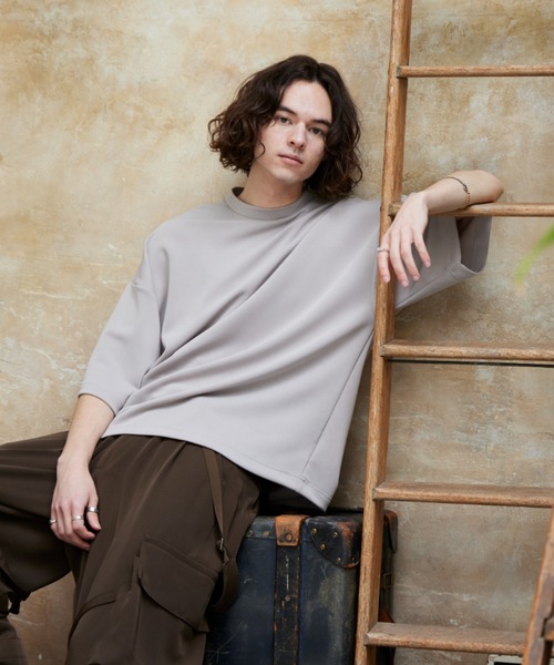 CASPER JOHN（キャスパージョン）の「Mock neck big T-shirts/モックネックビッグTシャツ（Tシャツ/カットソー・メンズ・ホワイト/ライトグレー/ブラック/オレンジ/ダークブルー・SMALL/MEDIUM/LARGE）」の21枚目の写真