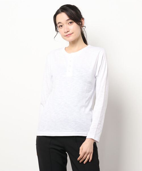 B.I.D.(ビーアイディー)の「《Bd》ヘンリーネックスラブ天竺カットソー 半袖(Tシャツ/カットソー・レディース・ホワイト/ブラック/ベージュ/ネイビー/グレー/カーキ/ライトピンク・X-LARGE/LARGE/MEDIUM)」の12枚目の写真