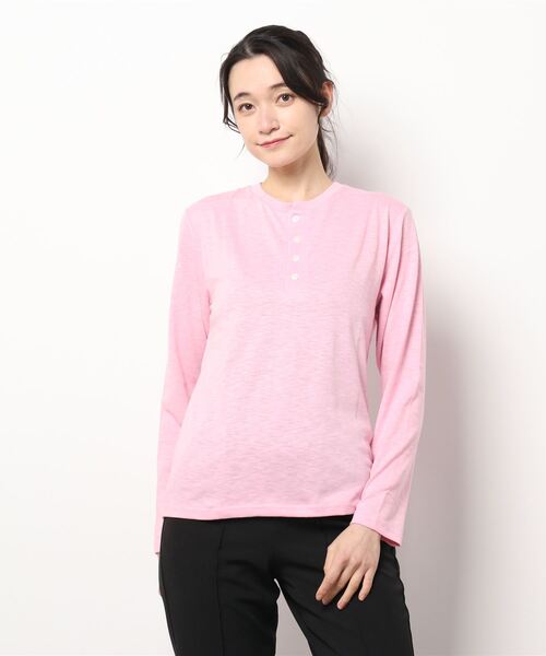 B.I.D.(ビーアイディー)の「《Bd》ヘンリーネックスラブ天竺カットソー 半袖(Tシャツ/カットソー・レディース・ホワイト/ブラック/ベージュ/ネイビー/グレー/カーキ/ライトピンク・X-LARGE/LARGE/MEDIUM)」の11枚目の写真