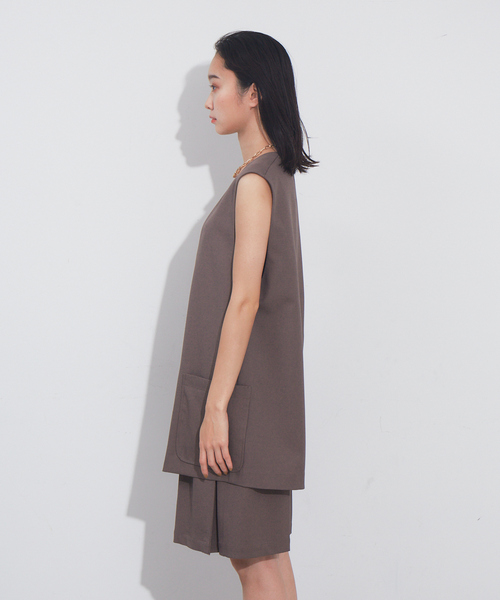 NOMINE（ノミネ）の「人気完売追加！ノーカラーベスト【セットアップ対応】（ベスト・レディース・アイボリー/セージグリーン/モカ・フリー）」の9枚目の写真