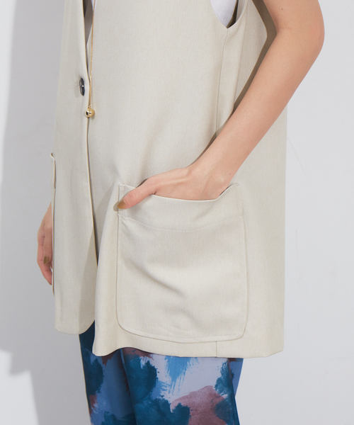 NOMINE（ノミネ）の「人気完売追加！ノーカラーベスト【セットアップ対応】（ベスト・レディース・アイボリー/セージグリーン/モカ・フリー）」の13枚目の写真