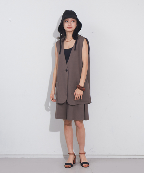 NOMINE（ノミネ）の「人気完売追加！ノーカラーベスト【セットアップ対応】（ベスト・レディース・アイボリー/セージグリーン/モカ・フリー）」の20枚目の写真