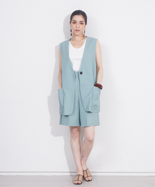 NOMINE（ノミネ）の「人気完売追加！ノーカラーベスト【セットアップ対応】（ベスト・レディース・アイボリー/セージグリーン/モカ・フリー）」の22枚目の写真