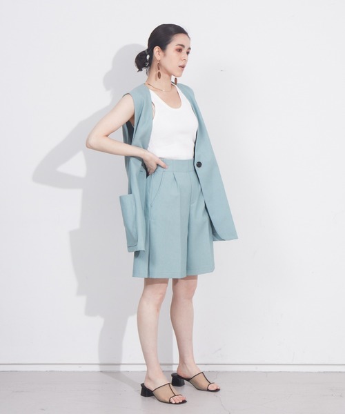 NOMINE（ノミネ）の「人気完売追加！ノーカラーベスト【セットアップ対応】（ベスト・レディース・アイボリー/セージグリーン/モカ・フリー）」の6枚目の写真