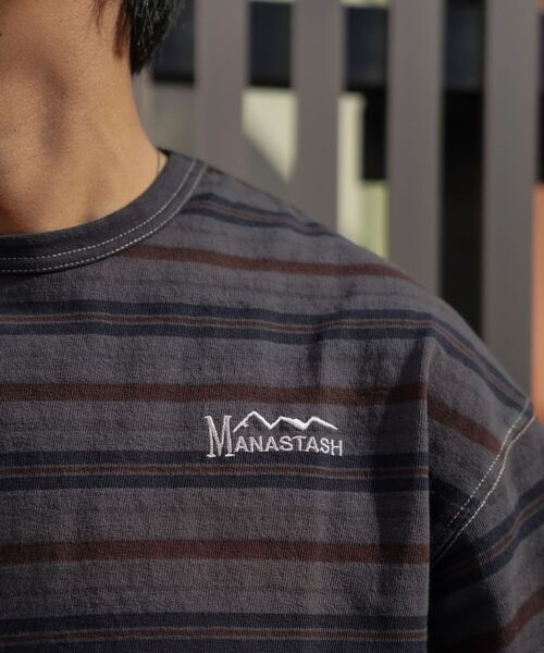 MANASTASH(マナスタッシュ)の「MANASTASH/マナスタッシュ MS PIGMENT BORDER LOOSE TEE MSピグメントボーダールーズティー(Tシャツ/カットソー・メンズ・ブラック/カーキ/マスタード・MEDIUM/LARGE/X-LARGE)」の6枚目の写真