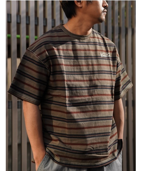 MANASTASH(マナスタッシュ)の「MANASTASH/マナスタッシュ MS PIGMENT BORDER LOOSE TEE MSピグメントボーダールーズティー(Tシャツ/カットソー・メンズ・ブラック/カーキ/マスタード・MEDIUM/LARGE/X-LARGE)」の3枚目の写真