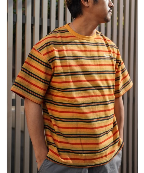 MANASTASH(マナスタッシュ)の「MANASTASH/マナスタッシュ MS PIGMENT BORDER LOOSE TEE MSピグメントボーダールーズティー(Tシャツ/カットソー・メンズ・ブラック/カーキ/マスタード・MEDIUM/LARGE/X-LARGE)」の1枚目の写真