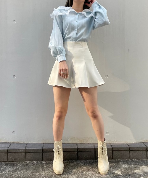 titty＆Co. PETIT（ティティアンドコープティ）の「【titty&Co.PETIT】ダブルカラーソフトブラウス（シャツ/ブラウス・レディース・アイボリー/ブルー・FREE）」の7枚目の写真