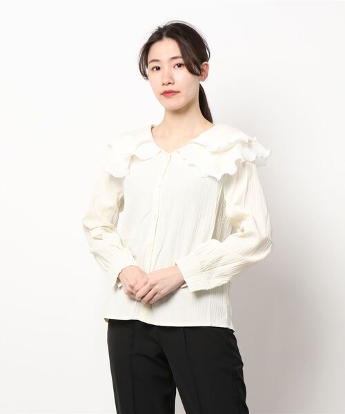 titty＆Co. PETIT（ティティアンドコープティ）の「【titty&Co.PETIT】ダブルカラーソフトブラウス（シャツ/ブラウス・レディース・アイボリー/ブルー・FREE）」の10枚目の写真