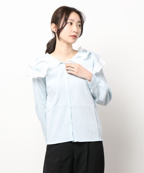 titty＆Co. PETIT（ティティアンドコープティ）の「【titty&Co.PETIT】ダブルカラーソフトブラウス（シャツ/ブラウス・レディース・アイボリー/ブルー・FREE）」の13枚目の写真