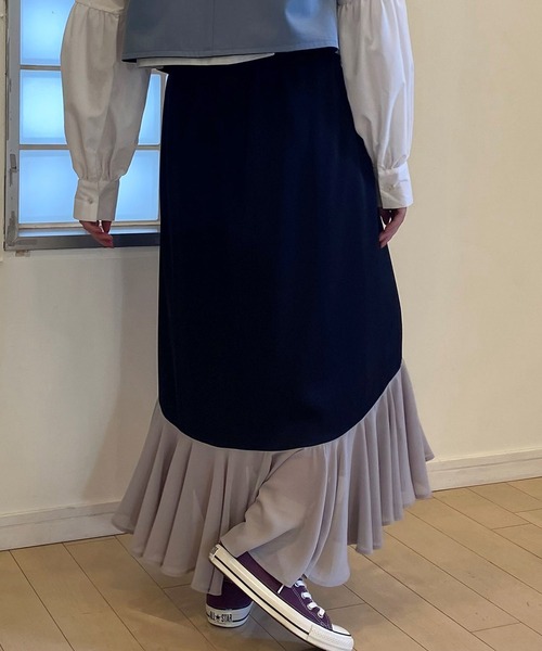 ur,Melty（ユアメルティー）の「裾切替マーメイドスカート（スカート・レディース・ブラック/オフホワイト/イエロー・FREE）」の2枚目の写真