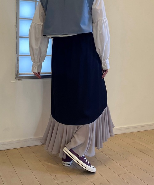 ur,Melty（ユアメルティー）の「裾切替マーメイドスカート（スカート・レディース・ブラック/オフホワイト/イエロー・FREE）」の12枚目の写真