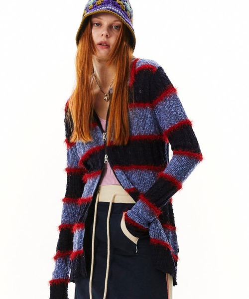 SCULPTOR（スカルプター）の「Mixed Yarn Collared Cardigan/ミックスヤーンカラーカーディガン（カーディガン/ボレロ・レディース・ブラウン/イエロー/ブルー/ミント・MEDIUM/SMALL）」の6枚目の写真