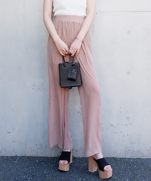 SPIRALGIRL（スパイラルガール）の「シアーワイドパンツ（その他パンツ・レディース・ブラック/ベージュ/オフホワイト・FREE）」の3枚目の写真