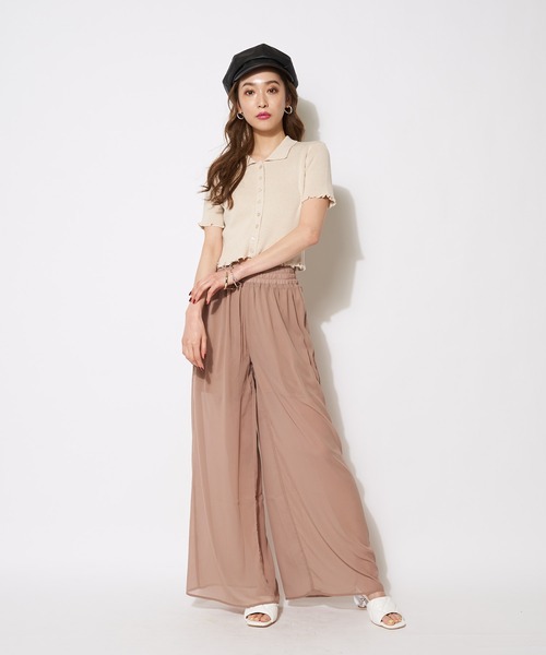 SPIRALGIRL（スパイラルガール）の「シアーワイドパンツ（その他パンツ・レディース・ブラック/ベージュ/オフホワイト・FREE）」の14枚目の写真