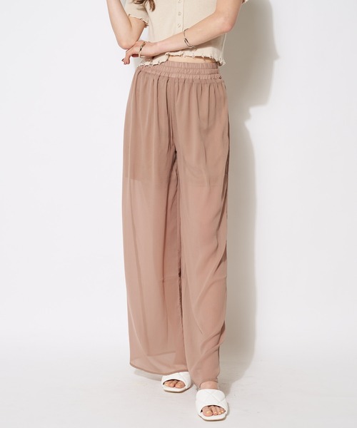 SPIRALGIRL（スパイラルガール）の「シアーワイドパンツ（その他パンツ・レディース・ブラック/ベージュ/オフホワイト・FREE）」の5枚目の写真