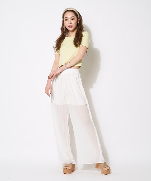 SPIRALGIRL（スパイラルガール）の「シアーワイドパンツ（その他パンツ・レディース・ブラック/ベージュ/オフホワイト・FREE）」の20枚目の写真