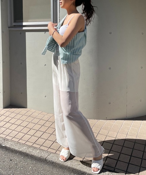 SPIRALGIRL（スパイラルガール）の「シアーワイドパンツ（その他パンツ・レディース・ブラック/ベージュ/オフホワイト・FREE）」の7枚目の写真