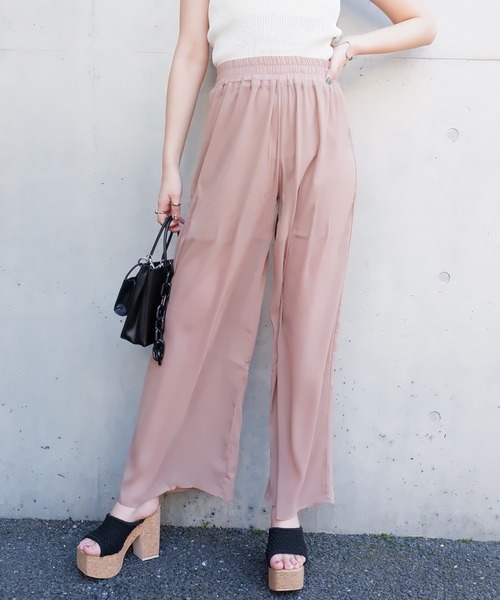 SPIRALGIRL（スパイラルガール）の「シアーワイドパンツ（その他パンツ・レディース・ブラック/ベージュ/オフホワイト・FREE）」の10枚目の写真