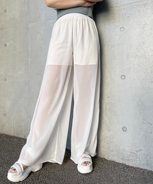 SPIRALGIRL（スパイラルガール）の「シアーワイドパンツ（その他パンツ・レディース・ブラック/ベージュ/オフホワイト・FREE）」の19枚目の写真