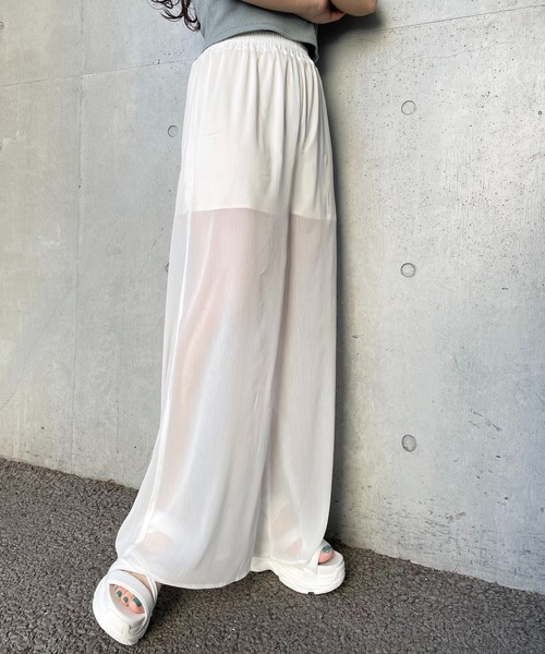SPIRALGIRL（スパイラルガール）の「シアーワイドパンツ（その他パンツ・レディース・ブラック/ベージュ/オフホワイト・FREE）」の22枚目の写真