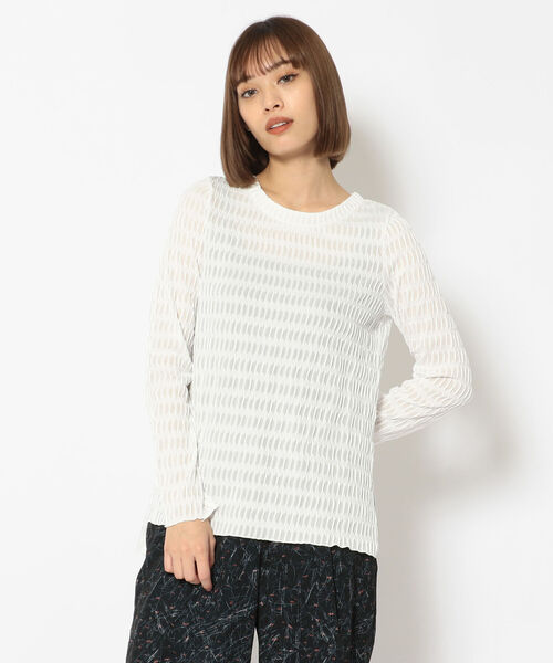 EACH.(イーチ)の「EACH(イーチ)SHEER SLEEVE PULLOVER/シアースリーブプルオーバー(Tシャツ/カットソー・レディース・ホワイト/ブラック・FREE)」の12枚目の写真