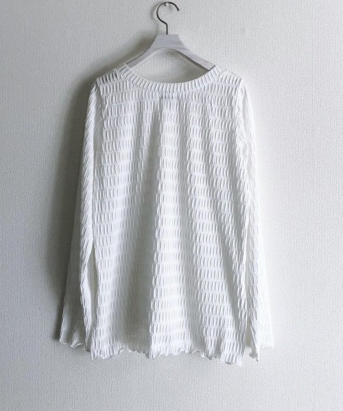 EACH.(イーチ)の「EACH(イーチ)SHEER SLEEVE PULLOVER/シアースリーブプルオーバー(Tシャツ/カットソー・レディース・ホワイト/ブラック・FREE)」の11枚目の写真