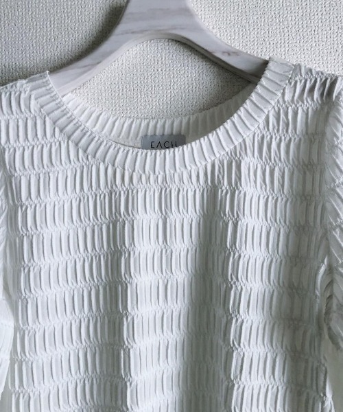 EACH.(イーチ)の「EACH(イーチ)SHEER SLEEVE PULLOVER/シアースリーブプルオーバー(Tシャツ/カットソー・レディース・ホワイト/ブラック・FREE)」の10枚目の写真
