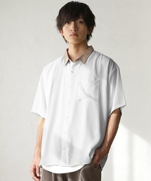 【MinoriTY】スナップボタンクレリックシャツ 半袖 メンズ 秋服 夏服 オーバーサイズ オーバーサイズ 半袖シャツ バイカラー