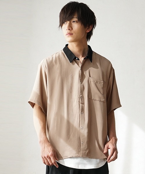 MinoriTY】スナップボタンクレリックシャツ 半袖 メンズ 秋服 夏服