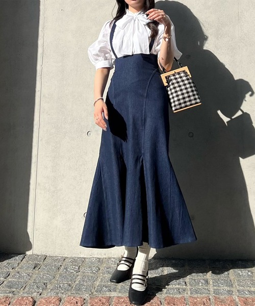 TITTY&CO.（ティティーアンドコー）の「【TITTY&CO.】ハイウエストデニムマーメイドスカート（デニムスカート・レディース・ブラック/インディゴブルー・X-SMALL/FREE）」の7枚目の写真