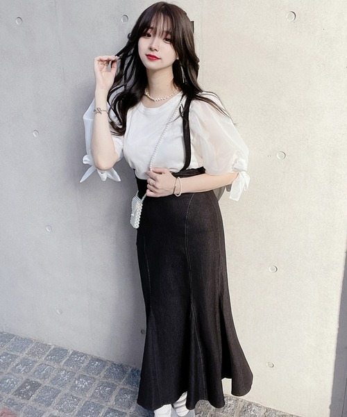 TITTY&CO.（ティティーアンドコー）の「【TITTY&CO.】ハイウエストデニムマーメイドスカート（デニムスカート・レディース・ブラック/インディゴブルー・X-SMALL/FREE）」の17枚目の写真