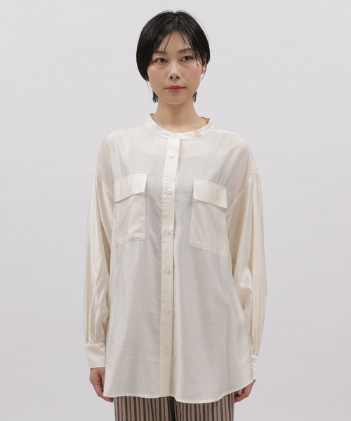 LAKOLE(ラコレ)の「クレープシアー2ポケットシャツ / 275134(シャツ/ブラウス・レディース・オフホワイト/スモーク/バイオレット/ライトベージュ・SMALL/MEDIUM)」の18枚目の写真
