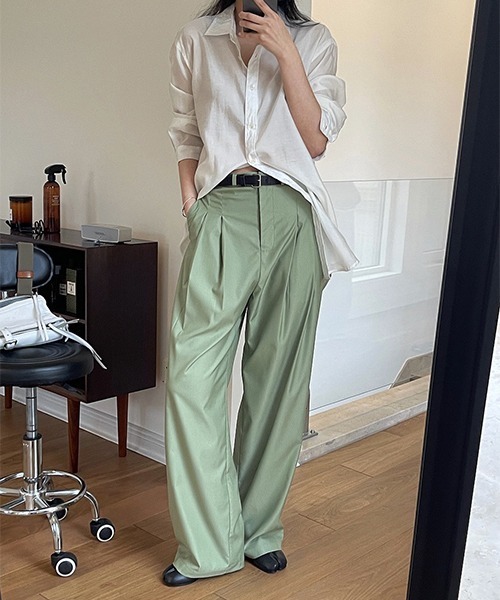chuclla(チュクラ)の「ツイスト2タック ワイドスラックス je-101 chw22s130(その他パンツ・レディース・ピンク/ライトグリーン・S/M/L)」の3枚目の写真