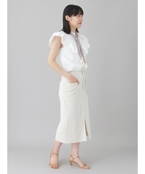 Te chichi CLASSIC（テチチクラシック）の「フロントファスナータイトスカート（スカート・レディース・ベージュ/イエロー・MEDIUM/SMALL）」の9枚目の写真