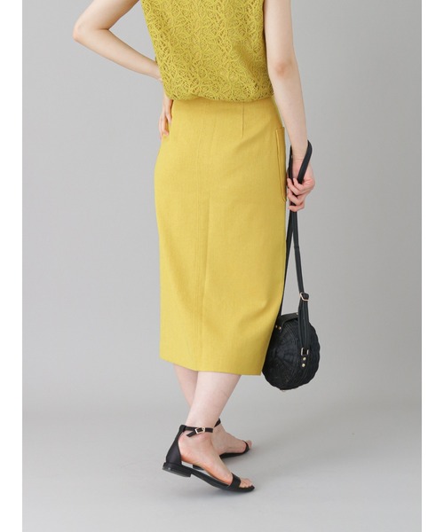 Te chichi CLASSIC（テチチクラシック）の「フロントファスナータイトスカート（スカート・レディース・ベージュ/イエロー・MEDIUM/SMALL）」の4枚目の写真