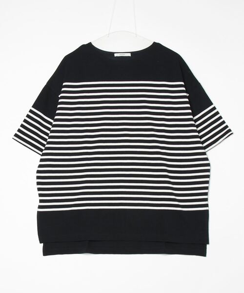 DISCOAT(ディスコート)の「【WEB限定】バスクボーダービッグプルオーバー(Tシャツ/カットソー・レディース・ブラック/ピンク/オレンジ/ブルー/グリーン/レッド/ネイビー/ブラック系その他・FREE)」の2枚目の写真