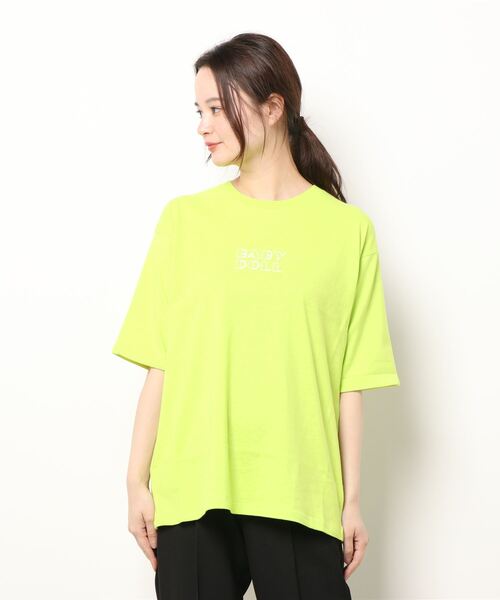 BABYDOLL（ベビードール）の「親子お揃い ネオン ロールアップ Tシャツ 6727A（Tシャツ/カットソー・レディース・ホワイト/オレンジ系9/グリーン系その他7・L/M/XL/S）」の3枚目の写真