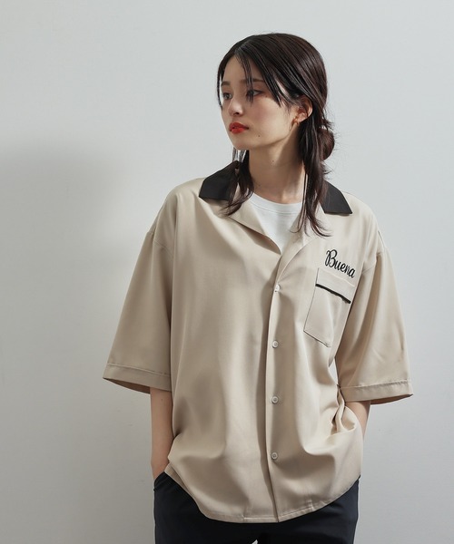 JUNRED（ジュンレッド）の「ポリPU刺繍ボーリングシャツ（シャツ/ブラウス・メンズ・ベージュ/グリーン系その他・M/L）」の13枚目の写真