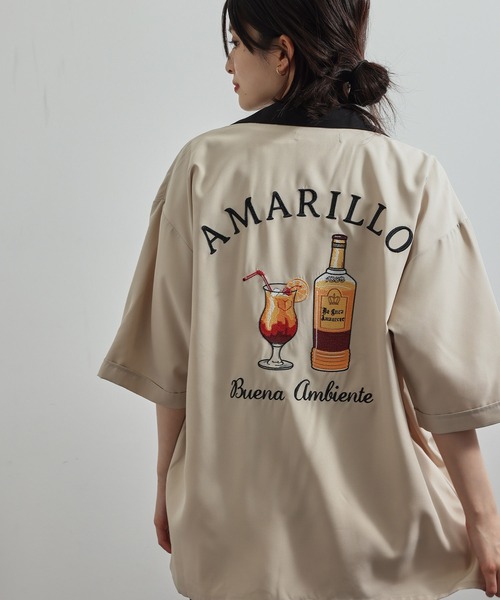 JUNRED（ジュンレッド）の「ポリPU刺繍ボーリングシャツ（シャツ/ブラウス・メンズ・ベージュ/グリーン系その他・M/L）」の5枚目の写真