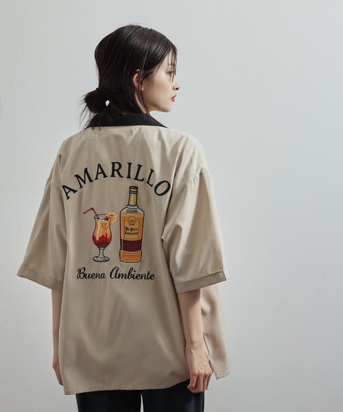 JUNRED（ジュンレッド）の「ポリPU刺繍ボーリングシャツ（シャツ/ブラウス・メンズ・ベージュ/グリーン系その他・M/L）」の7枚目の写真
