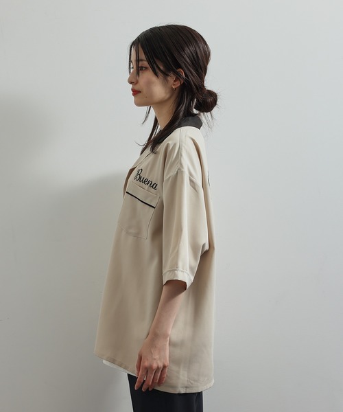 JUNRED（ジュンレッド）の「ポリPU刺繍ボーリングシャツ（シャツ/ブラウス・メンズ・ベージュ/グリーン系その他・M/L）」の8枚目の写真