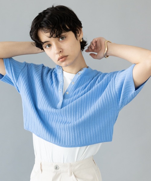 koe（コエ）の「ワイドリブ2WAYプルオーバー*（ニット/セーター・レディース・ホワイト/サックスブルー/ピンク・FREE）」の22枚目の写真