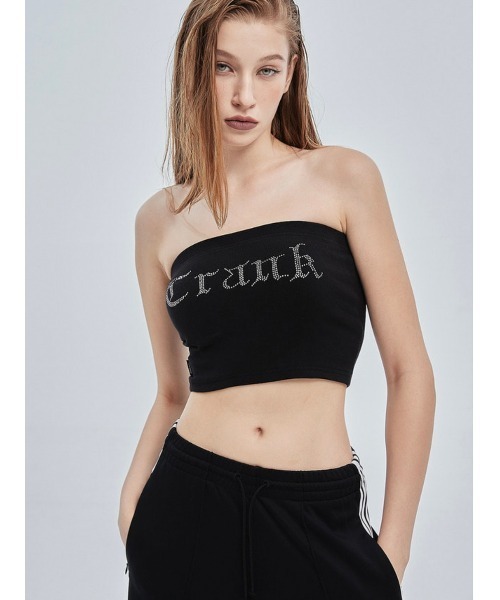 CRANK（クランク）の「【CRANK/クランク】CUBIC TUBE TOP/キュービック チューブトップ ラインストーン ブランド ロゴ（チューブトップ・レディース・ホワイト/ブラック・ONE SIZE）」の9枚目の写真