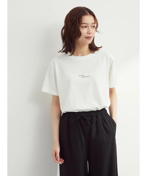 Green Parks(グリーンパークス)の「手描き風ロゴTシャツ(Tシャツ/カットソー・レディース・ライトブルー/オフホワイト・FREE)」の3枚目の写真