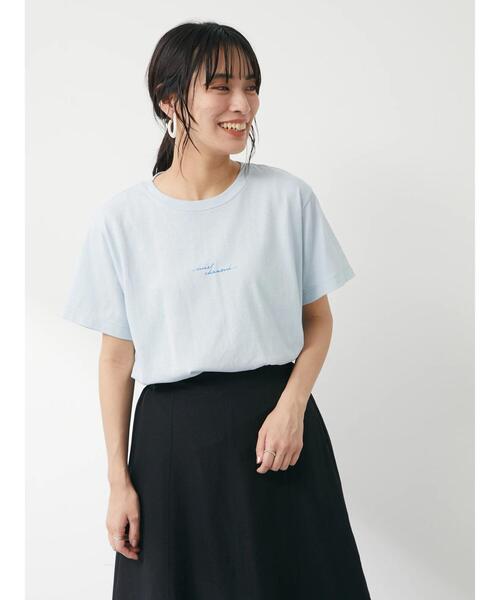 Green Parks(グリーンパークス)の「手描き風ロゴTシャツ(Tシャツ/カットソー・レディース・ライトブルー/オフホワイト・FREE)」の8枚目の写真